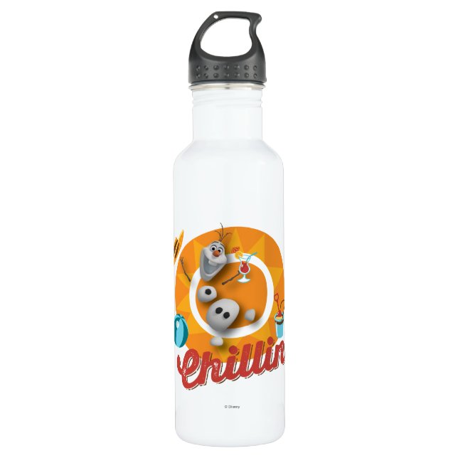 Olaf | Chillin' in Orange Circle Stainless Steel Water Bottle (Front)