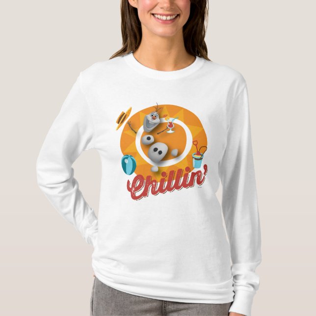 Olaf | Chillin' in Orange Circle T-Shirt (Front)