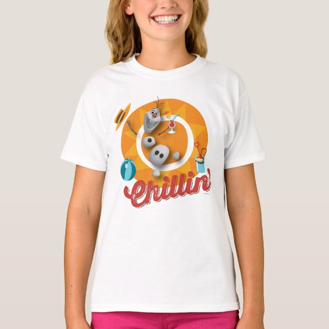 Olaf | Chillin' in Orange Circle T-Shirt (Front)