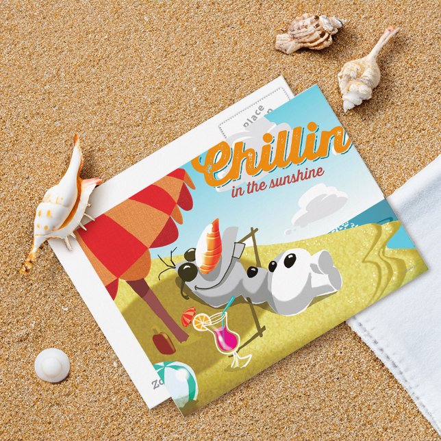Olaf | Chillin' in the Sunshine Postcard (Postcard on beach)