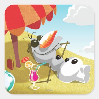 Olaf | Chillin' In The Sunshine Square Sticker by frozen at Zazzle
