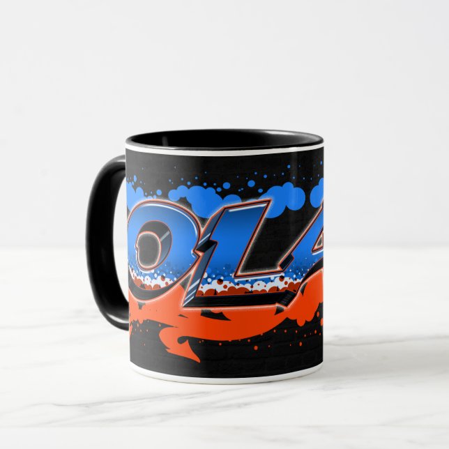 Olaf First Name Name Graffiti blue orange cup (Front Left)