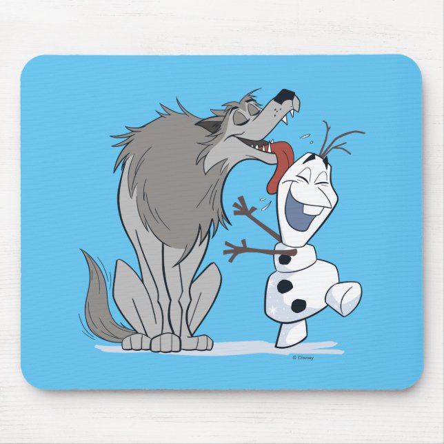 Olaf Licked By Wolf Mouse Pad (Front)