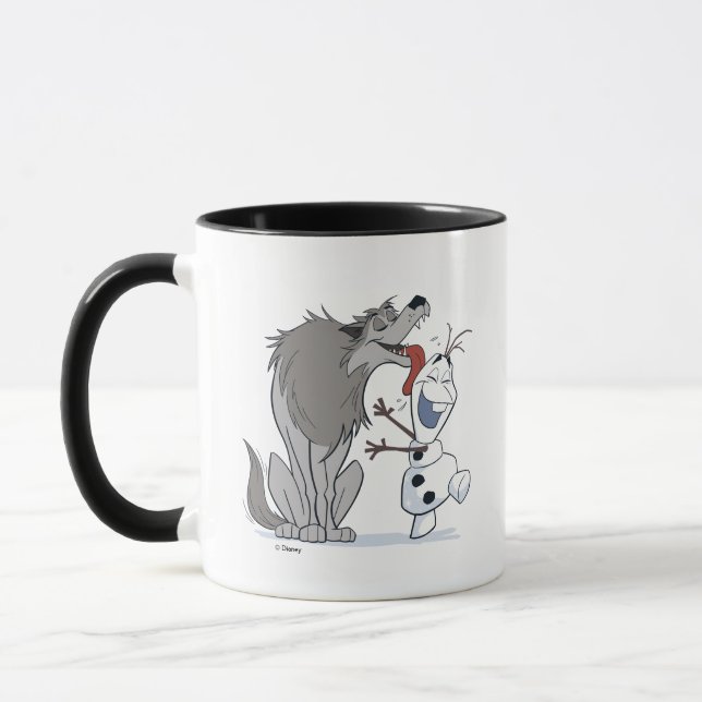 Olaf Licked By Wolf Mug (Left)