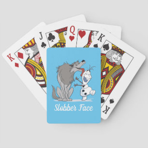 Olaf Licked By Wolf Playing Cards