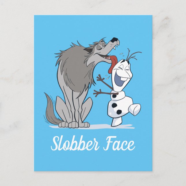 Olaf Licked By Wolf Postcard (Front)