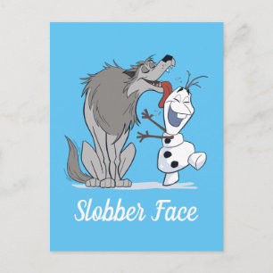 Olaf Licked By Wolf Postcard