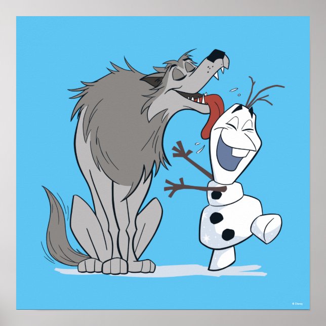 Olaf Licked By Wolf Poster (Front)