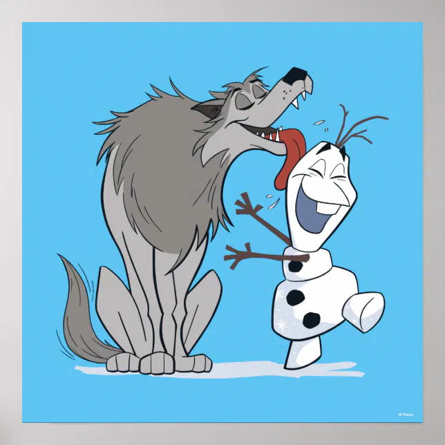 Olaf Licked By Wolf Poster | Zazzle