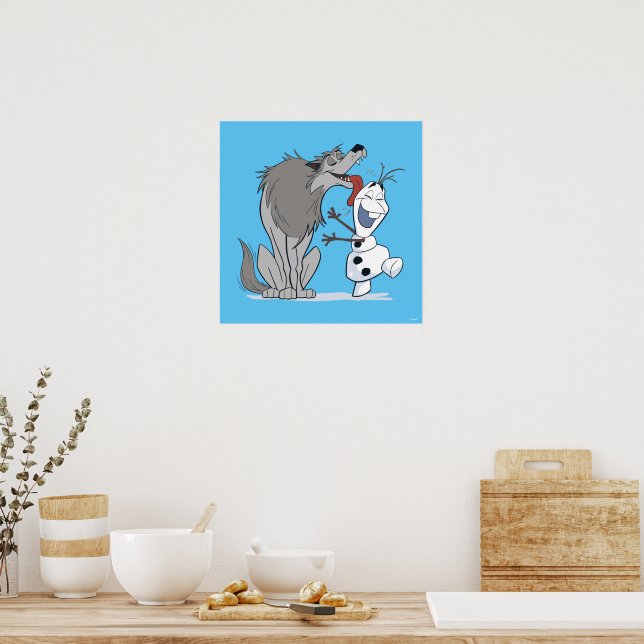 Olaf Licked By Wolf Poster | Zazzle