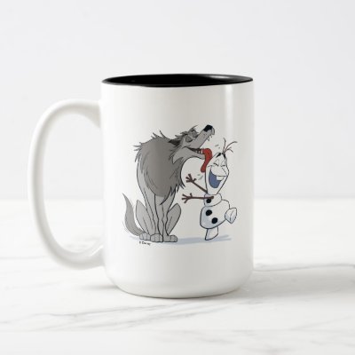 Olaf Licked By Wolf Two-Tone Coffee Mug
