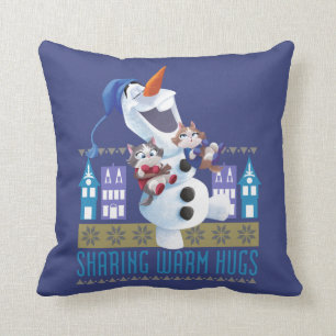 Olaf   Sharing Warm Hugs Throw Pillow