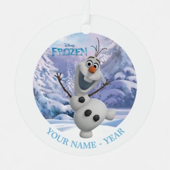 Olaf | Snowflake Background Add Your Name Metal Ornament by frozen at Zazzle