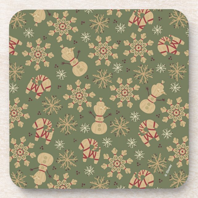Olaf |  Snowflakes and Magic Pattern Beverage Coaster (Front)