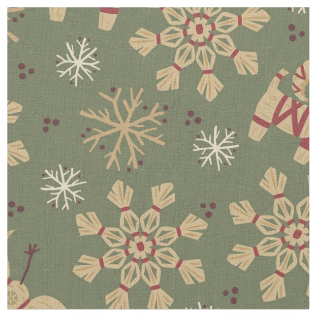Olaf |  Snowflakes and Magic Pattern Fabric (Close Up)