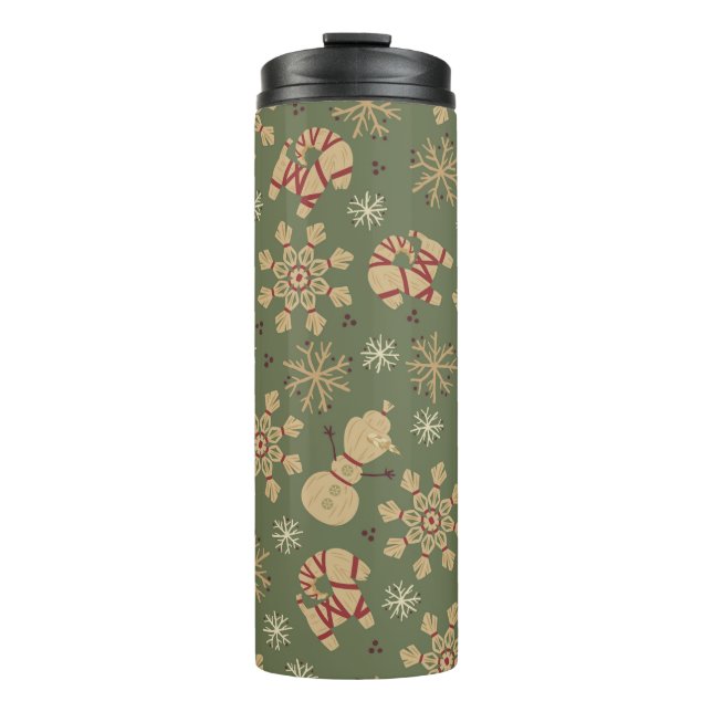 Olaf |  Snowflakes and Magic Pattern Thermal Tumbler (Front)