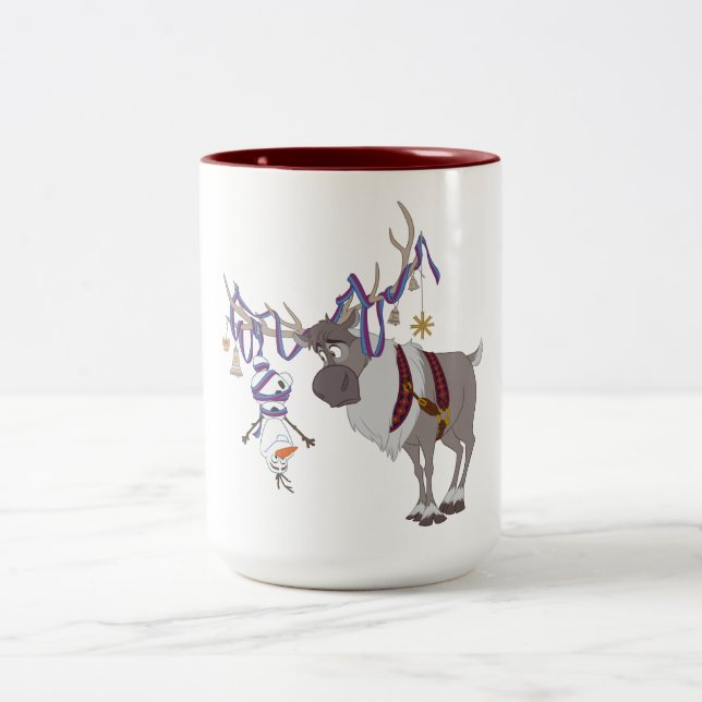 Olaf & Sven | Decked out in Holiday Style Two-Tone Coffee Mug (Center)
