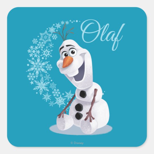 olaf wave of snowflakes square sticker zazzlecom