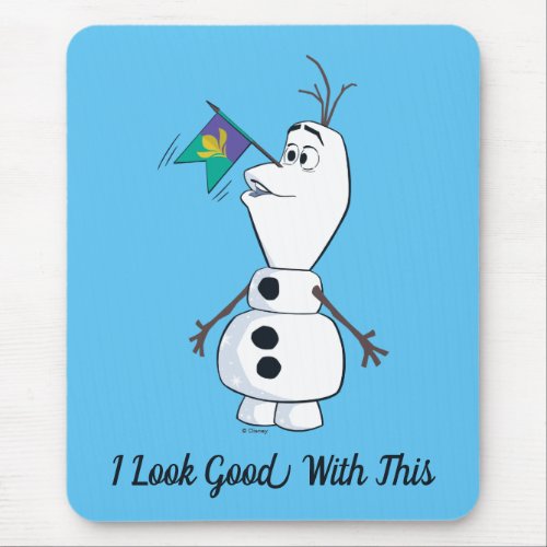Olaf With Flag Nose Mouse Pad