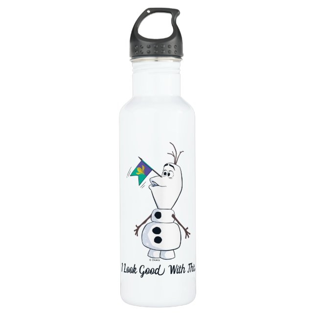 Olaf With Flag Nose Stainless Steel Water Bottle (Front)