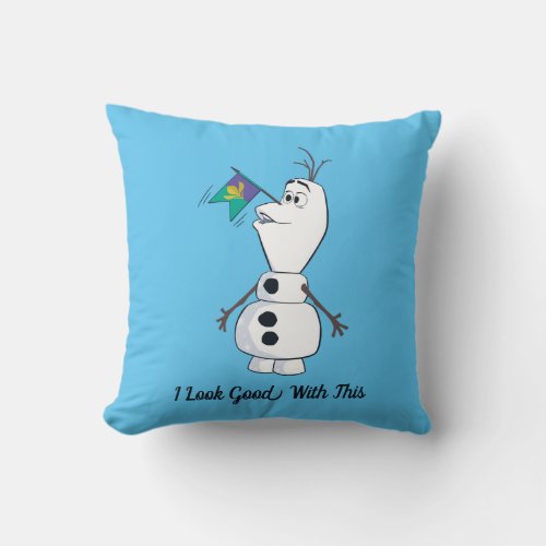 Olaf With Flag Nose Throw Pillow