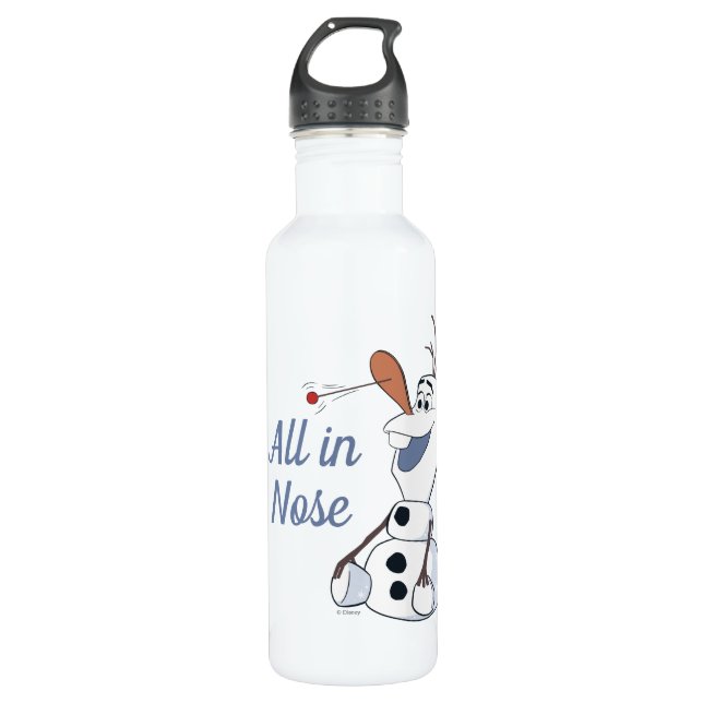 Olaf With Paddle Ball Nose Stainless Steel Water Bottle (Front)