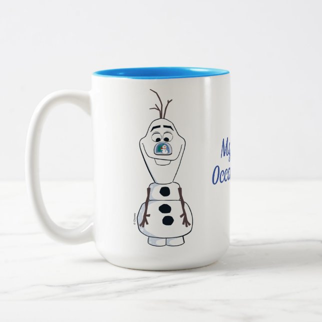 Olaf With Snowglobe Nose Two-Tone Coffee Mug (Left)