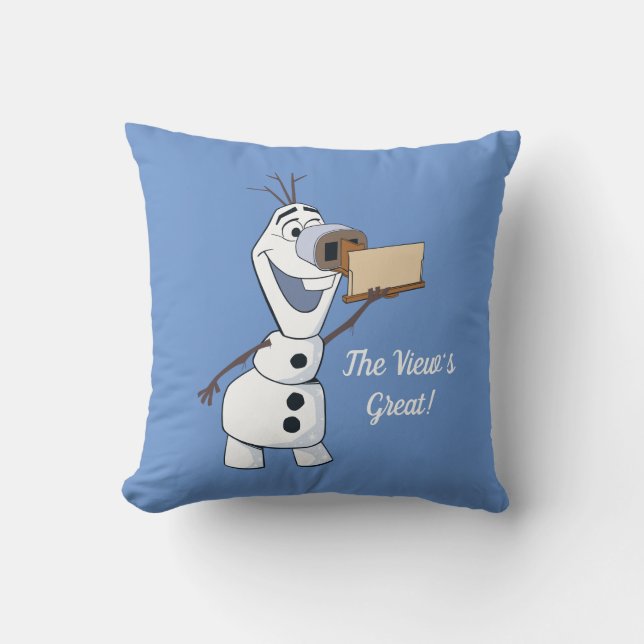 Olaf With Viewfinder Nose Throw Pillow (Front)