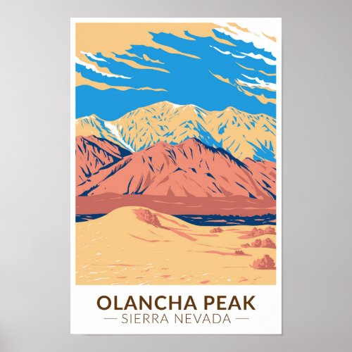 Olancha Peak Sierra Nevada California Vintage  Poster