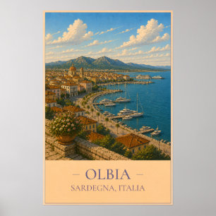 Olbia, Italy - Vintage Travel Poster