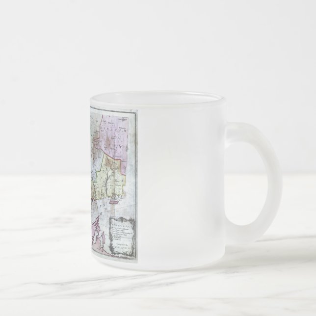Old 1766 Connecticut Map Frosted Glass Coffee Mug (Right)