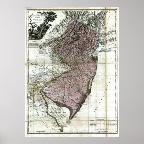 Old 1777 New Jersey Map Poster