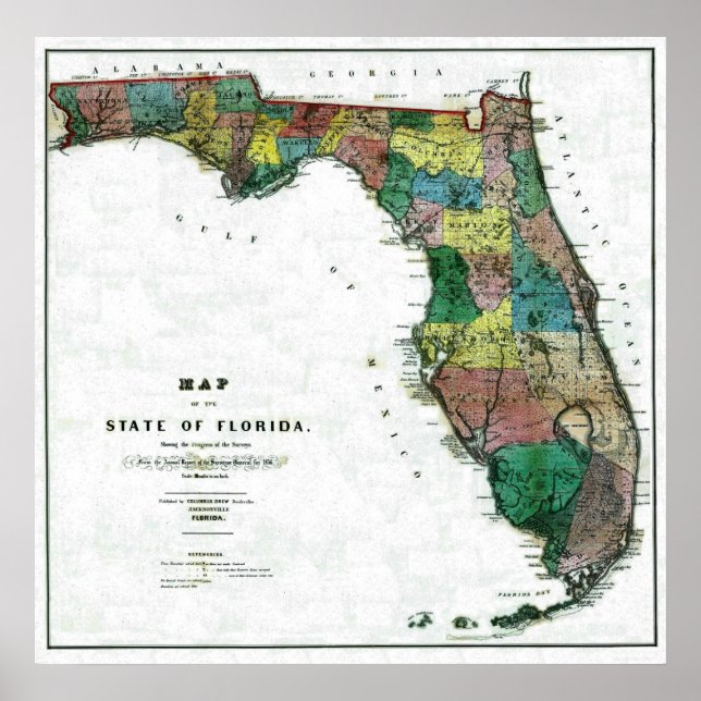 Old 1856 Florida Map Poster (Front)