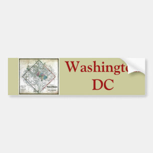 Old 1862 Washington District of Columbia Map Bumper Sticker