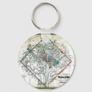 Old 1862 Washington District of Columbia Map Keychain