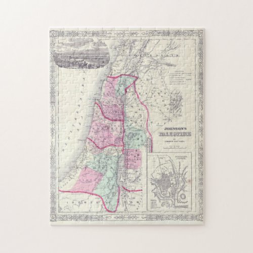 Old 1864 Historic State of Palestine Map Jigsaw Puzzle