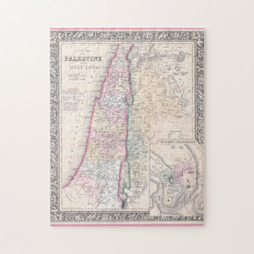 Old 1864 Historic State of Palestine Map Jigsaw Puzzle