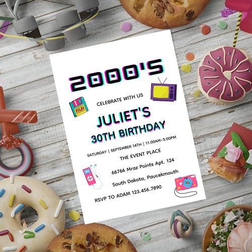 old 2000s Soiree party blank 30th birthday Invitation