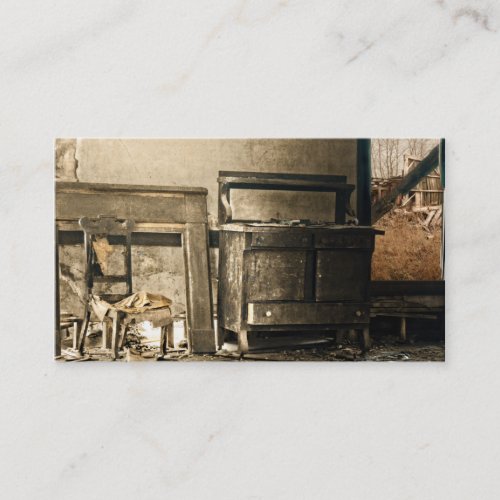 Old Abandoned Antique Furniture Business Card Templates