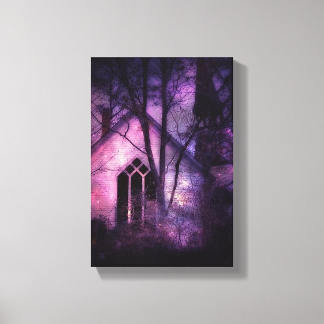 Old Abandoned Church, Purple Glow Canvas Print (Front)