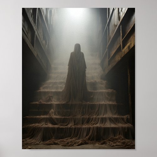 Old Abandoned House Ghost On The Stairs Poster