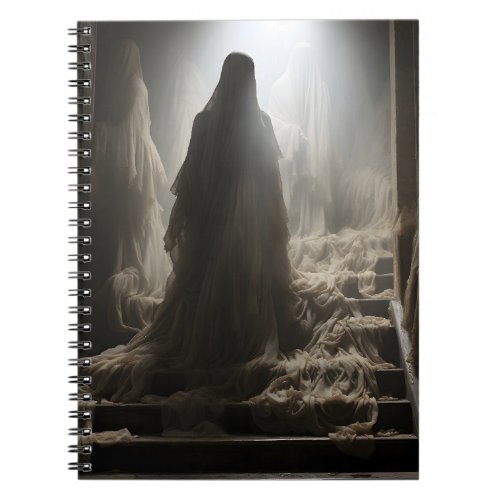 Old Abandoned House Scary Ghosts On The Stairs Notebook