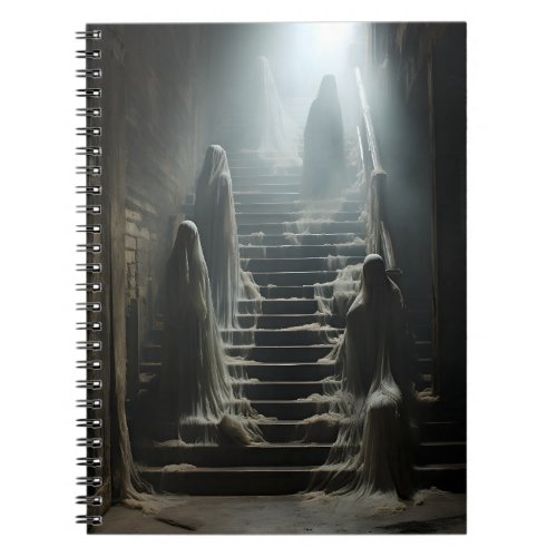 Old Abandoned House White Ghosts On The Stairs Notebook