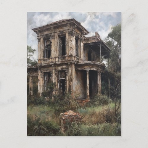 Old Abandoned Rural Mansion House Postcard