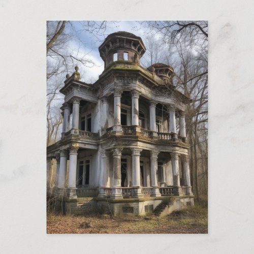 Old Abandoned Rural Mansion Postcard