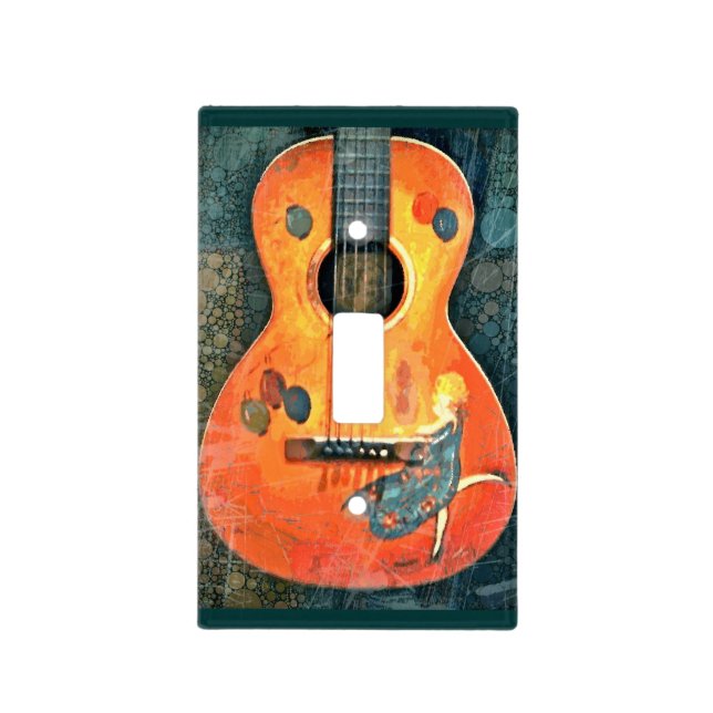 Old Acoustic Guitar Light Switch Cover (Front)
