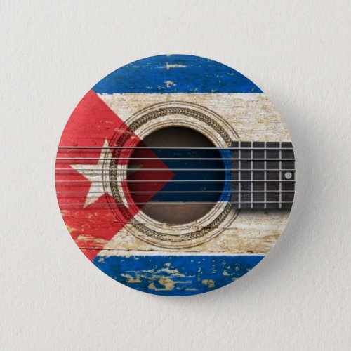 Old Acoustic Guitar with Cuban Flag Button