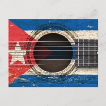 Old Acoustic Guitar With Cuban Flag Postcard by JeffBartels at Zazzle