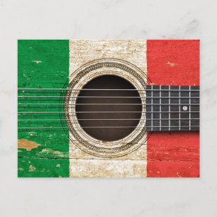 Old Acoustic Guitar with Italian Flag Postcard
