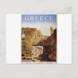 Old Advert Greece Mycenae Gate Of Lionesses Postcard
